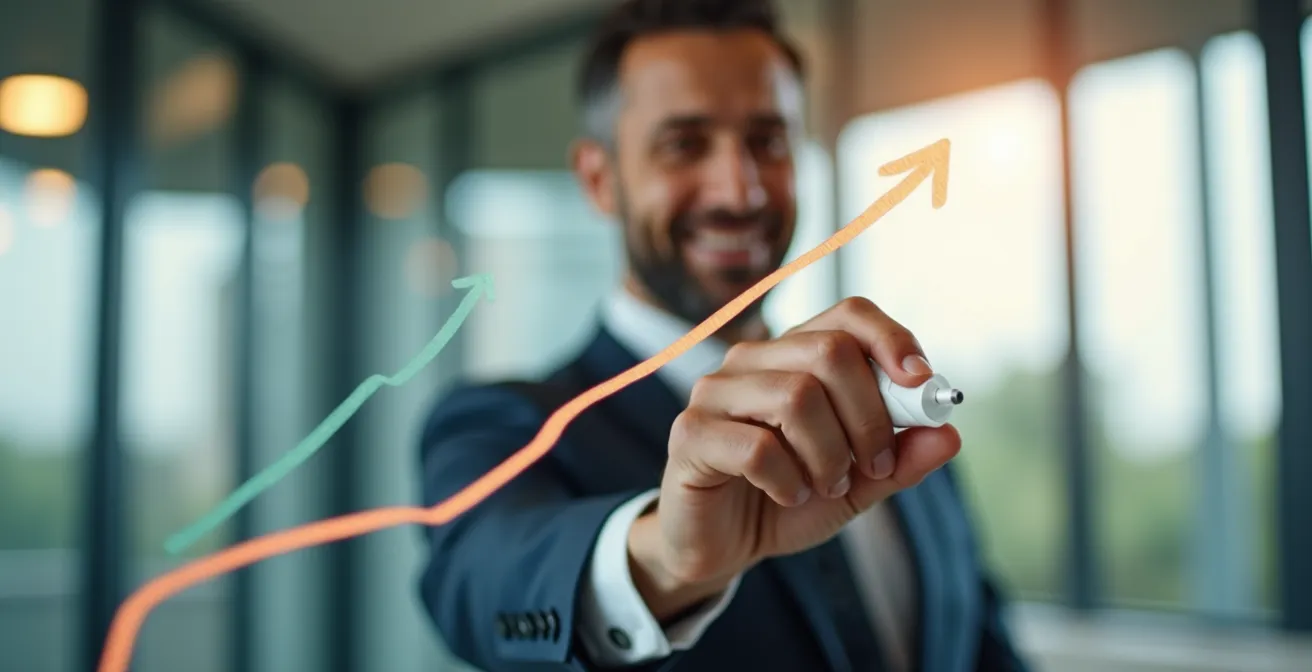 Graphique ascendant montrant le retour sur investissement dans le temps